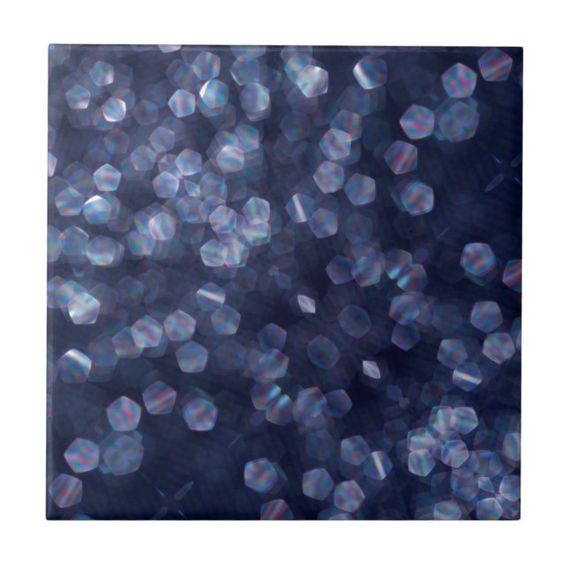 Blue Sparkle Bokeh Lights Ceramic Tile (Front)