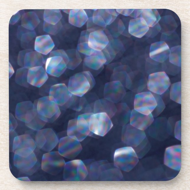 Blue Sparkle Bokeh Lights Drink Coaster (Front)