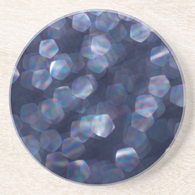 Blue Sparkle Bokeh Lights Drink Coaster (Front)