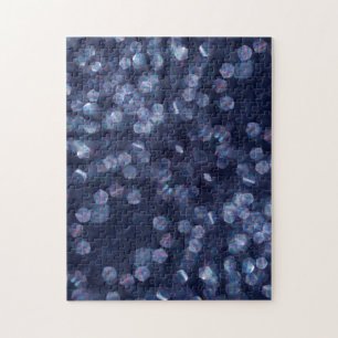 Blue Sparkle Bokeh Lights Jigsaw Puzzle
