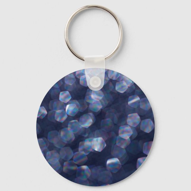 Blue Sparkle Bokeh Lights Keychain (Front)