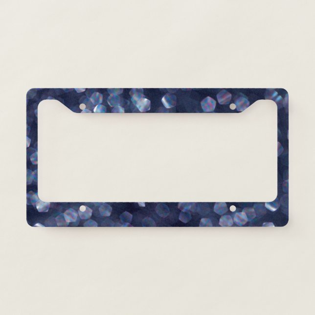 Blue Sparkle Bokeh Lights License Plate Frame (Front)