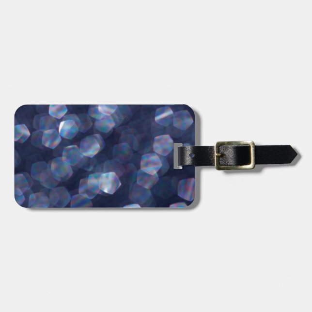 Blue Sparkle Bokeh Lights Luggage Tag (Front Horizontal)