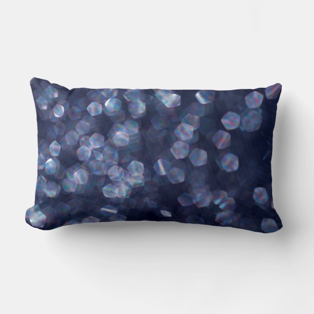 Blue Sparkle Bokeh Lights Lumbar Pillow (Front)