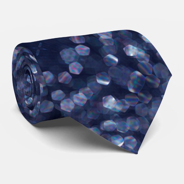 Blue Sparkle Bokeh Lights Neck Tie (Rolled)
