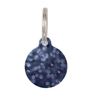 Blue Sparkle Bokeh Lights Pet ID Tag
