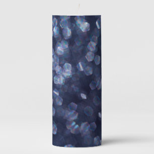 Blue Sparkle Bokeh Lights Pillar Candle