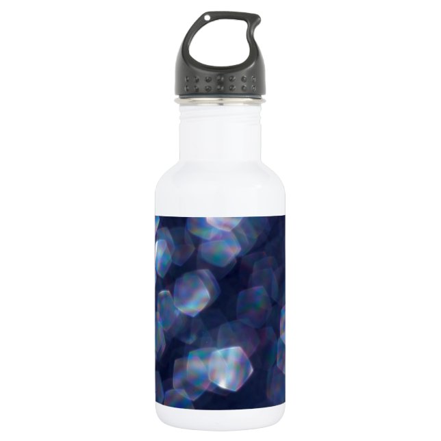 Blue Sparkle Bokeh Lights Stainless Steel Water Bottle (Front)