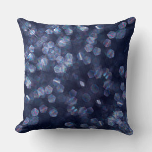 Blue Sparkle Bokeh Lights Throw Pillow
