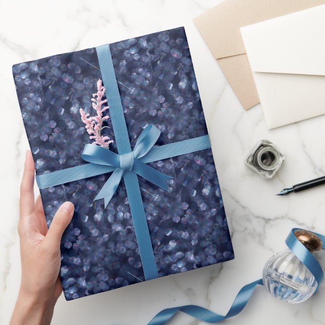 Blue Sparkle Bokeh Lights Wrapping Paper (Gifting)