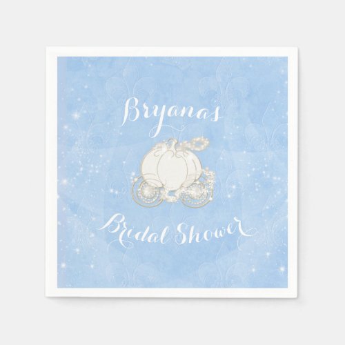 Blue Sparkle Carriage Cinderella Elegant Party Napkins