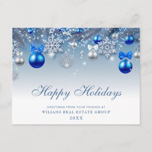 Blue Sparkle Christmas Balls  Corporate Greeting Postcard