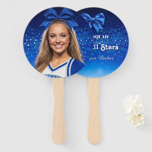 Blue Sparkle Dance Cheer Face on a Stick 10-pack Hand Fan
