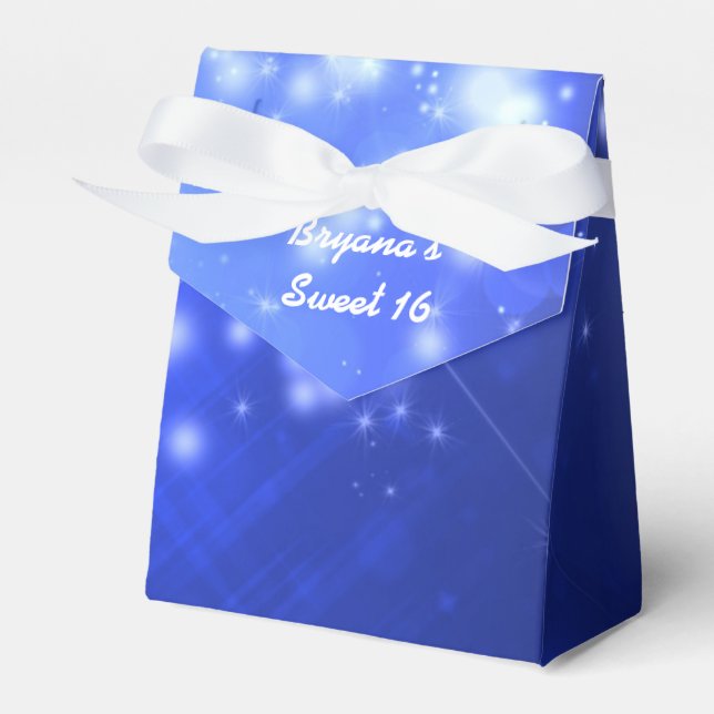 Blue Sparkle Glam Club Vibe Party Favor Box (Front Side)