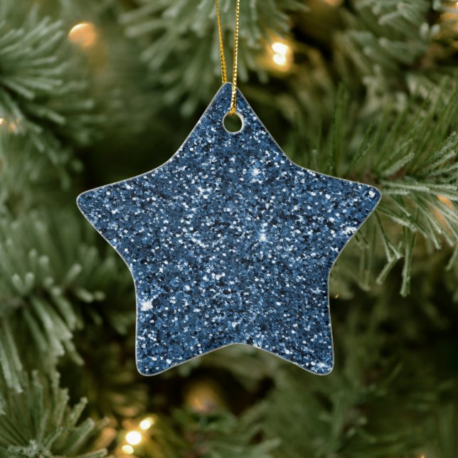 Blue Sparkle Glitter   Ceramic Ornament (Tree)