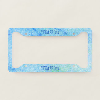 Blue Sparkle Glitter Elegant Personalized License Plate Frame