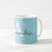 Blue Sparkle Glitter Monogram Name & Initial Coffee Mug | Zazzle