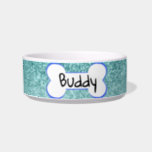 Blue Sparkle Glitter Pet Dog Cat Personalized Bowl<br><div class="desc">This design was created though digital art. It may be personalized in the area provided or customizing by choosing the click to customize further option and changing the name, initials or words. You may also change the text color and style or delete the text for an image only design. Contact...</div>