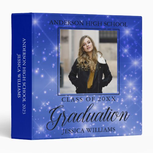 Blue Sparkle Graduation 2024 Graduate Photo Album 3 Ring Binder