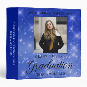 Blue Sparkle Graduation 2026 Graduate Photo Album 3 Ring Binder