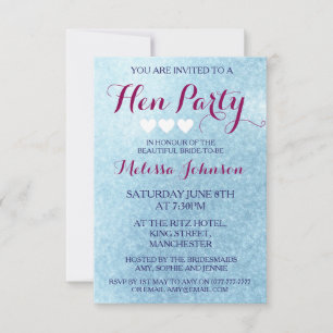 Blue Sparkle Hen Party Invitation