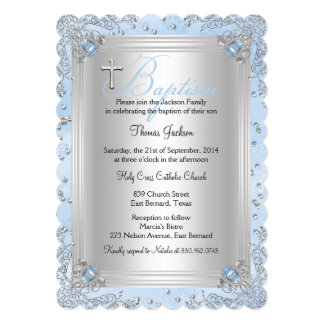 Blue Sparkle Jewel Baptism Christening 2 Card