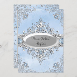 Blue Sparkle Jewel Baptism/Christening Invitation