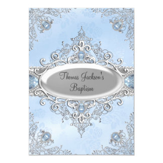Blue Sparkle Jewel Baptism/Christening Invitation