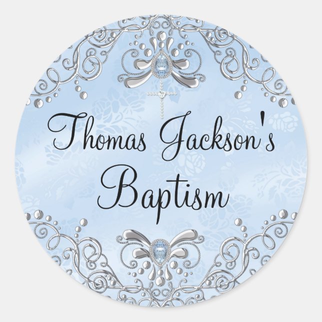 Blue Sparkle Jewel Baptism Sticker (Front)