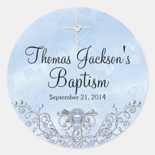 Blue Sparkle Jewel Baptism Sticker