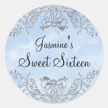 Blue Sparkle Jewel Sweet Sixteen Sticker by Zizzago at Zazzle