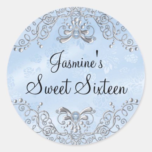 Blue Sparkle Jewel Sweet Sixteen Sticker