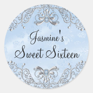 Blue Sparkle Jewel Sweet Sixteen Sticker