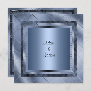 BLUE SPARKLE LAYERED ELEGANT WEDDING INVITATION
