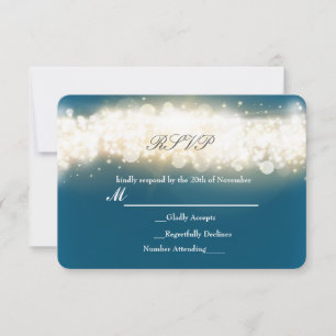 Blue Sparkle Light Blast Wedding RSVP Card