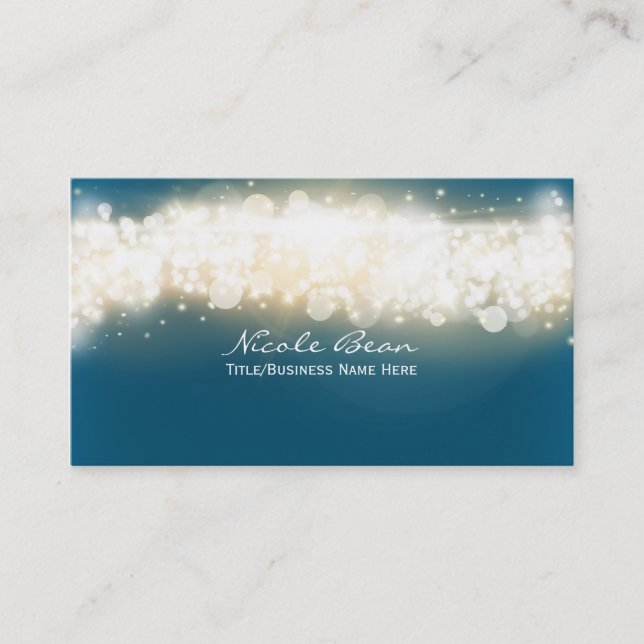 Blue Sparkle Lights Sky Blast Business Card (Front)