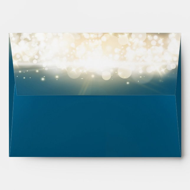 Blue Sparkle Lights Sky Blast Invitations Envelope (Back (Top Flap))