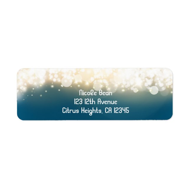 Blue Sparkle Lights Sky Blast Party Address Labels (Front)