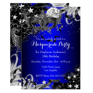 blue sparkle magical night masquerade party invite masquerade invitations blank template