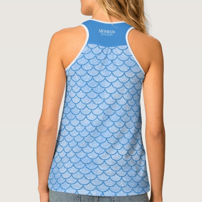Blue sparkle mermaid scales tank top (Back)