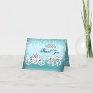 Blue Sparkle Princess Theme Thank You Card