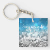 Never Dull Your Sparkle Quote, Girly Pink Glitter Keychain