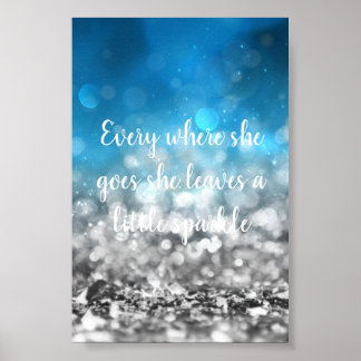 blue sparkle quote poster