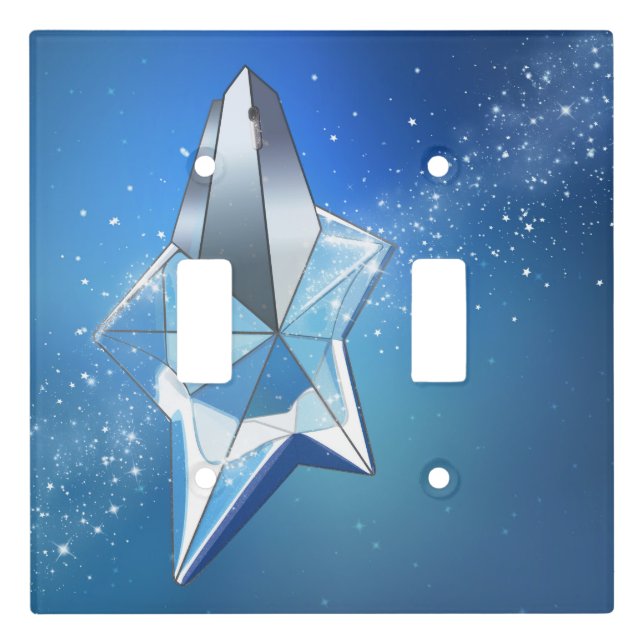 Blue Sparkle Star Perfume Bottle Glam Light Switch Cover (Front)