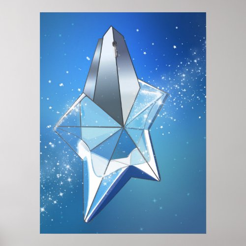 Blue Sparkle Star Perfume Bottle Glam Poster