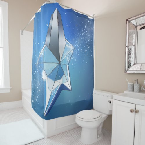 Blue Sparkle Star Perfume Bottle Glam Shower Curtain