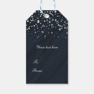 Blue & Sparkle Stars Elegant Glamour Favor Gift Tags