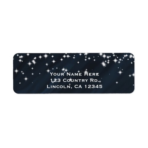 Blue  Sparkle Stars Elegant Glamour Invitation Label