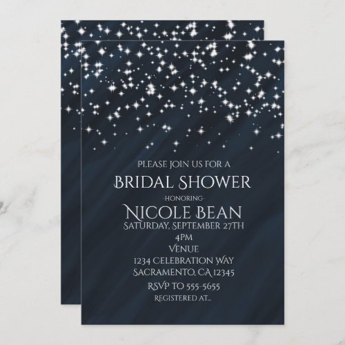 Blue  Sparkle Stars Elegant Glamour Invitations