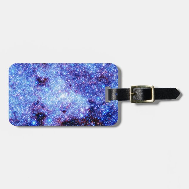 Blue Sparkle Stars Luggage Tag (Front Horizontal)